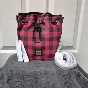 Dooney & Bourke Buffalo Plaid Tucker Drawstring Crossbody Bag, New W Tags